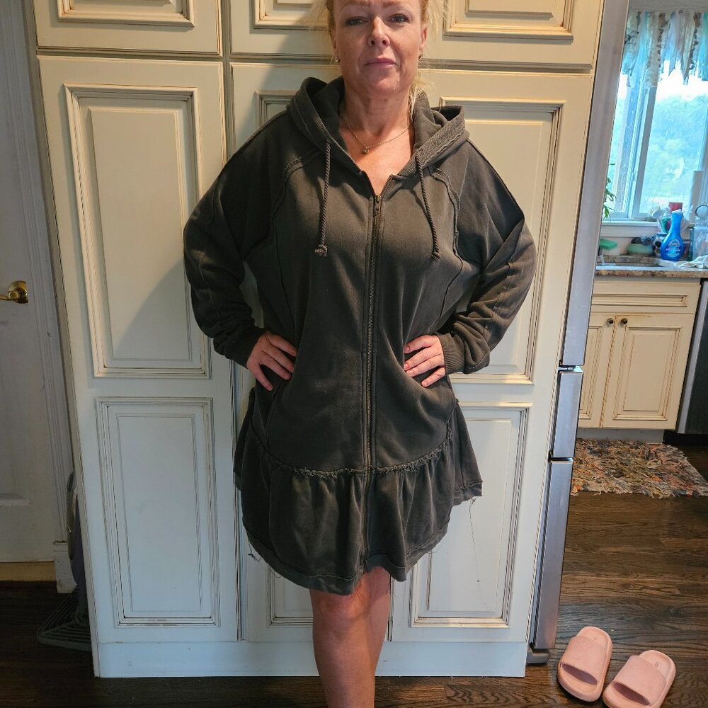 Free People Lush Ruffle Tie Zip-up Jacket/Hoodie